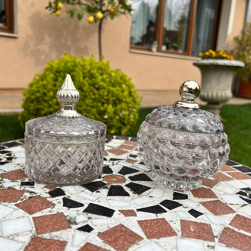 Miya díszüveg 10.5cm világosszürke