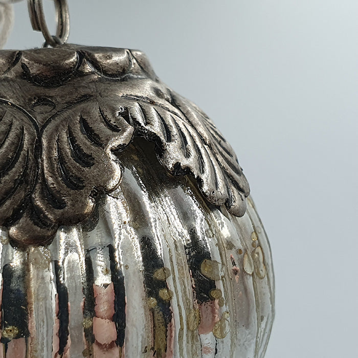 Nostalia karácsonyfadísz szett (6db) 6cm antik ezüst