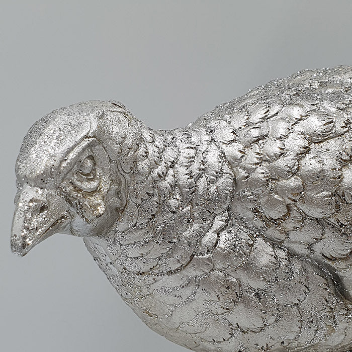 Sesille madár dekoráció 34cm ezüst